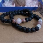 Picture of COUPLE BRACELETE "Love Harmony Lava Bracelets with Rhodonite and Rose Quartz"