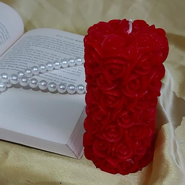 Picture of "Romantic Rose Pillar Candle" 🌹🕯️