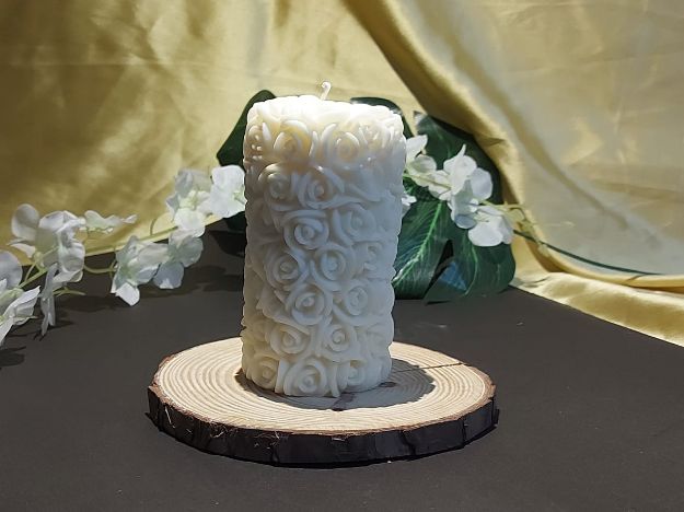 Picture of  "White Jasmine Dream Pillar Candle" 🌼🌙